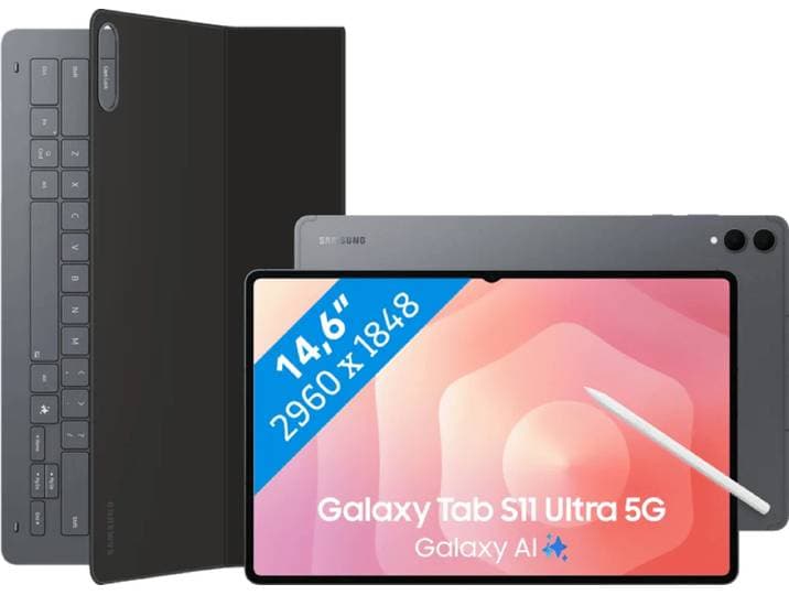 Samsung Galaxy Tab S11 Ultra 14,6 inch 256GB Wifi Grijs + Toetsenbord Hoes QWERTY