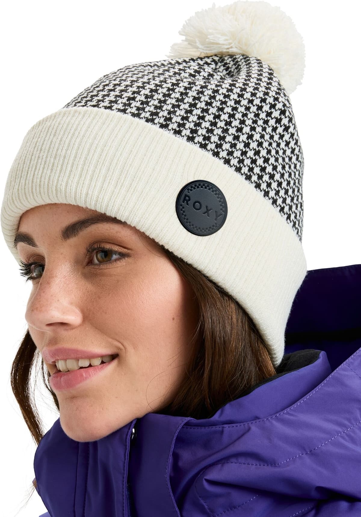 Roxy Gorro de mujer Icevalley .  (Única) Blanco / Negro