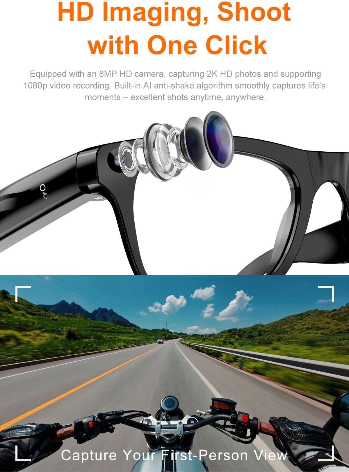 Lenovo Upgrade Smart AI Glasses 2400W HD 8K Shooting Camera Photo Video Voice Call Translation Bluetooth AI Motorcycle Glasses