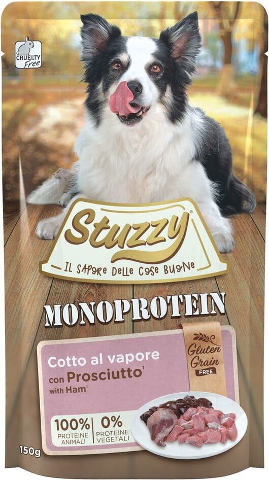 Stuzzy Dog Monoprotein Busta Multipack 12x150G PROSCIUTTO