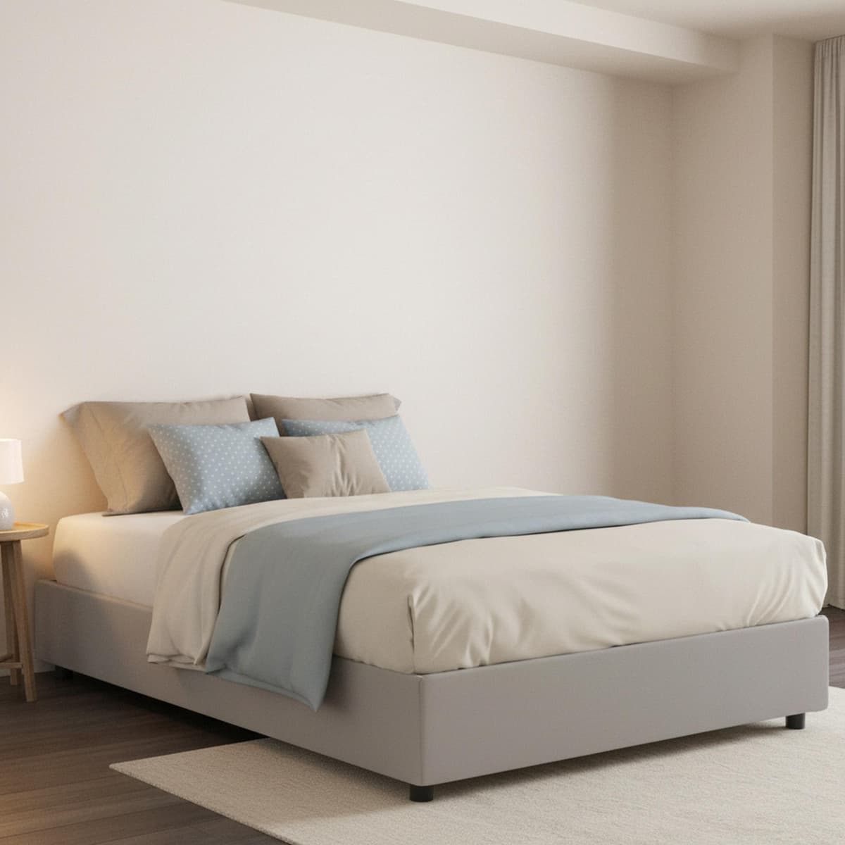 Quadratisches und halbes Bett Anna, Containerbett mit Kunstlederbezug, 100% Italy, Frontöffnung, inklusive Matratze Cm 120x190, Weiß