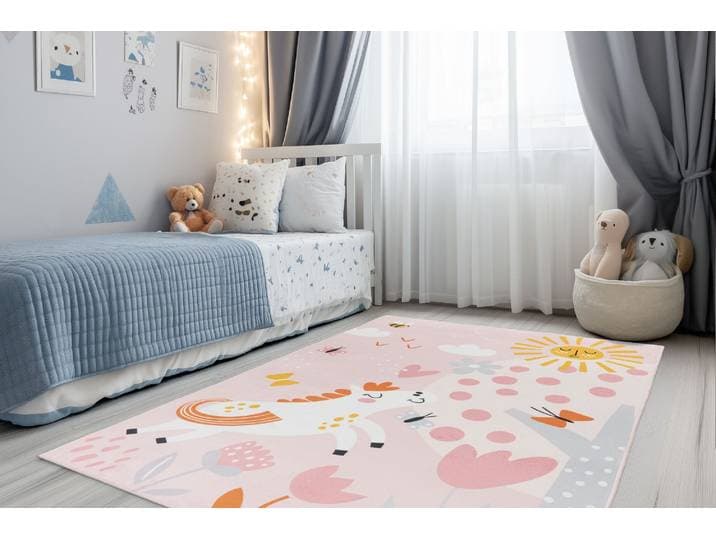 Kinderteppich OBSESSION Magic Kids ML 101 , rosa (rosa, pferd), B:115cm H:8mm L:160cm, Polyester, Teppiche, Kinderteppich, niedliches Pferde Motiv, waschbar, Kinderzimmer