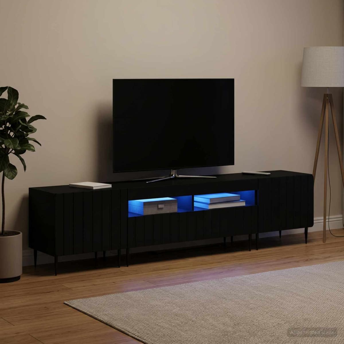vidaXL Ensemble de 3 Meubles TV LED ZWOLLE Noir Bois d'ingénierie