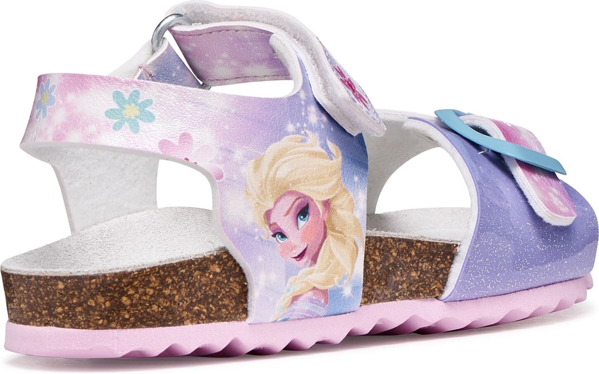 Sandale GEOX "J ADRIEL GIRL", Mädchen, Gr. 32, Textil, rosa (lila, disney frozen), Lederimitat, Schuhe Sandale, Sommerschuh mit Disney-Motiv, Grössenschablone zum Download lila, disney frozen 32, Textil
