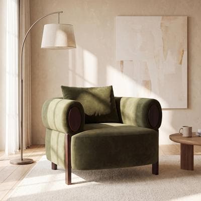 Christopher Knight Home - Modern Velvet Upholstery Accent Chair with Solid Wood Arms for Living Room