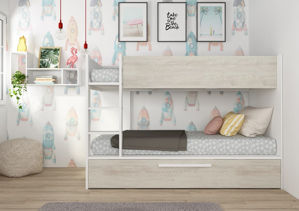 Trasman Drømmerom - Køyeseng Snow For 3, 90x200 - Hvit