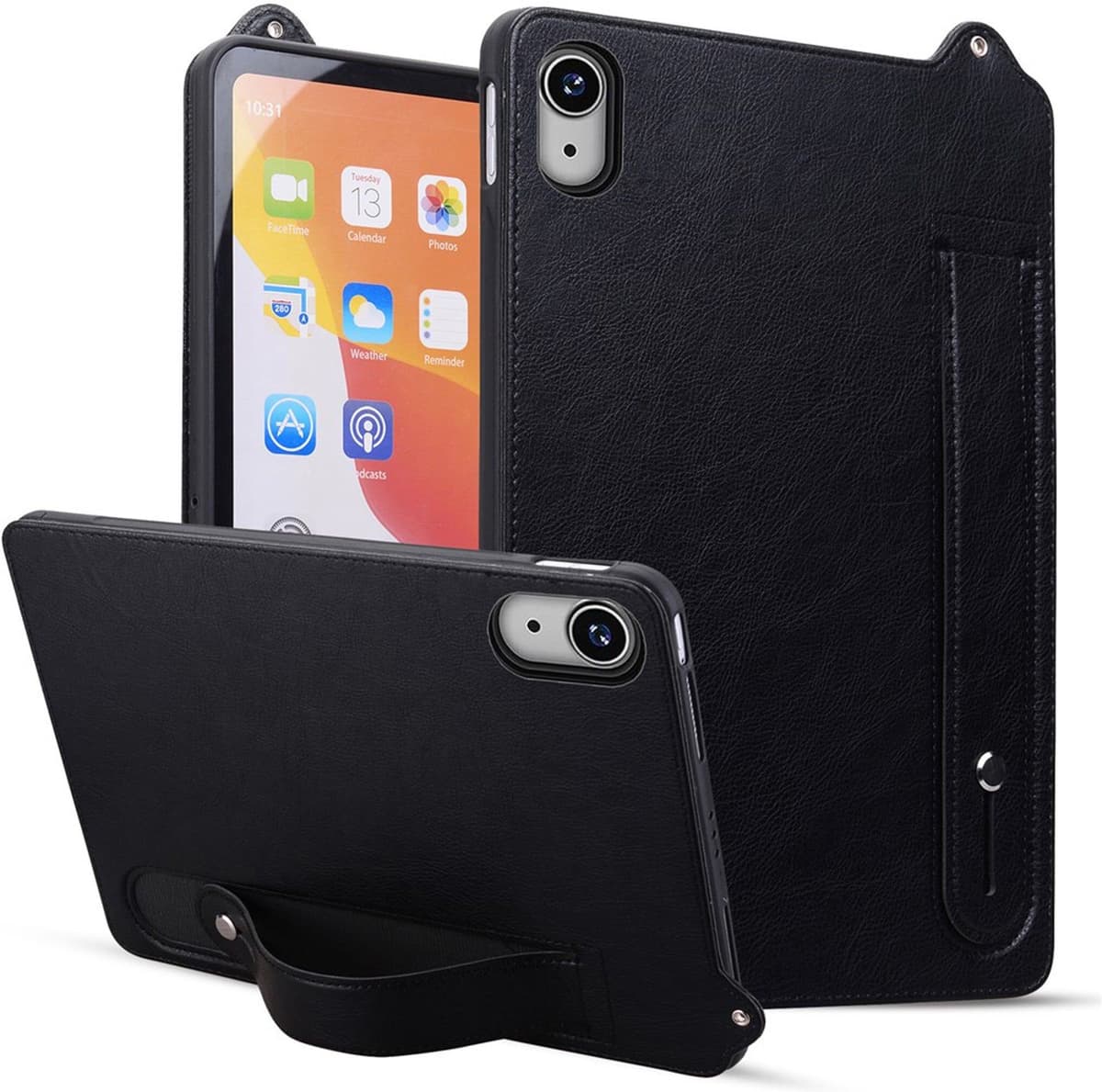 iPad Mini (2026) 8. Gen. EIDERWOOD Kunstlæder Bagside Cover m. Strop - Sort