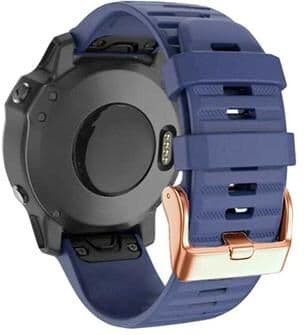 Everyday Crate Garmin Fenix 7S 6S Pro 5S Plus Silicone Watch Band 20mm Quick Release Strap With Rose Gold Buckle midnight Blue