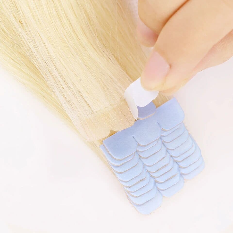 Boymia Mini Tape in Hair Extensions Human Hair 3x0.8cm Tiny Interface Tape Ins 360° Movement For Add Side Hair Volume Only 10pcs