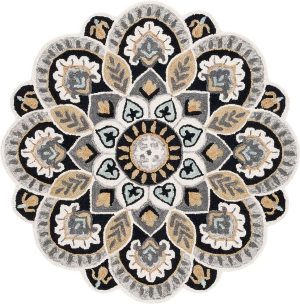 Safavieh Alfombra tradicional de lana blanco/negro, 152 cm