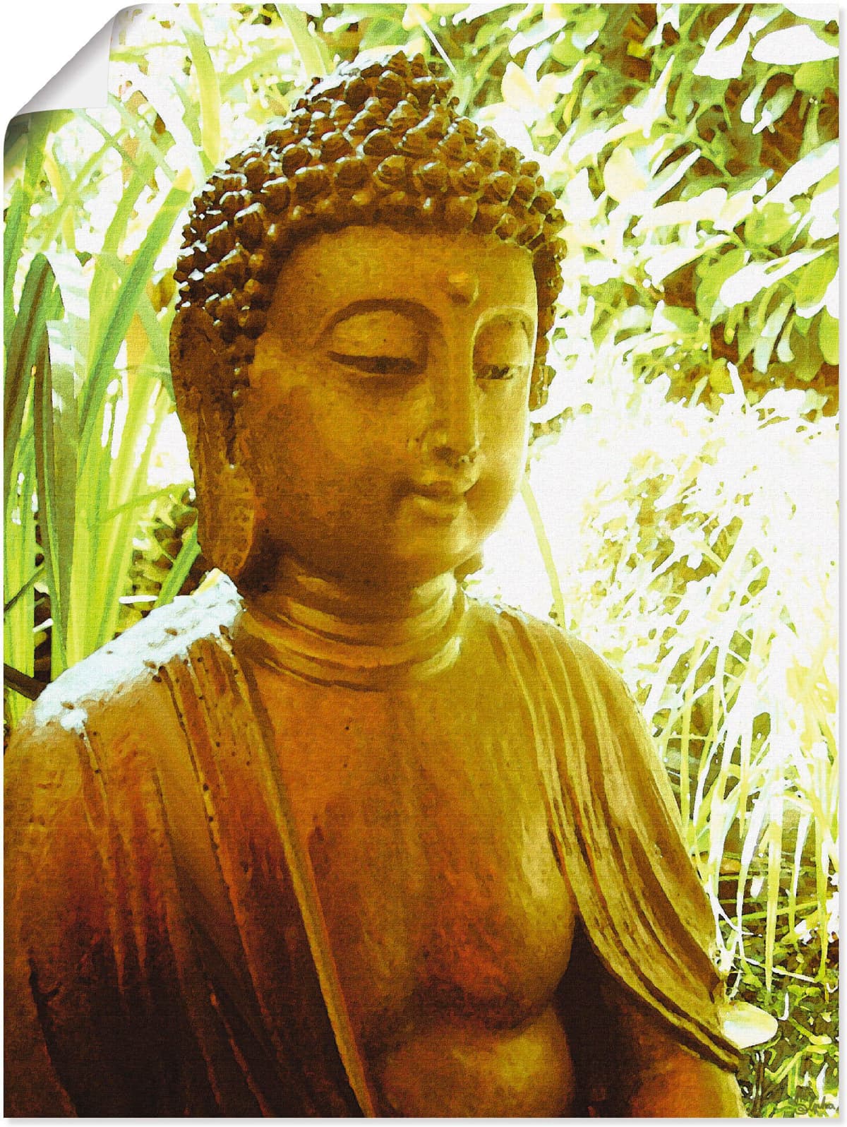 Wandbild ARTLAND "Die Seele von Buddha", gold (farbe bild(er): goldfarben), B:60cm H:80cm, Bilder, Wandbild, als Leinwandbild, Poster in verschied. Grössen farbe bild(er): goldfarben B/H/T: 60cm x 80cm, Poster Religion, 1 Stk.