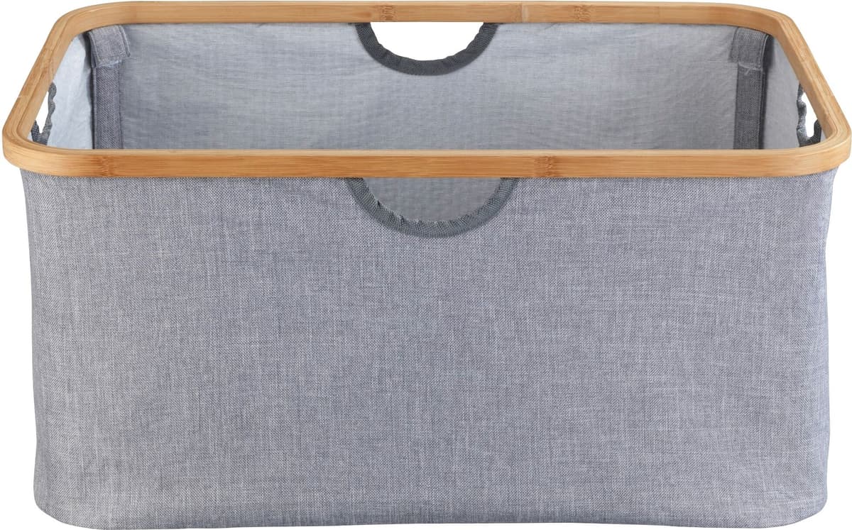Wäschekorb WENKO "Bahari", braun (braun, grau), B:54cm H:26cm T:36cm, Bambus, Polyester, Wäschesammler, Wäschekorb, BxTxH: 54x36x26 cm, 50 Liter braun, grau 50 l