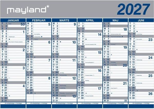 Mayland 2027 Kæmpekalender, Papir, 2x6 Mdr. Pose