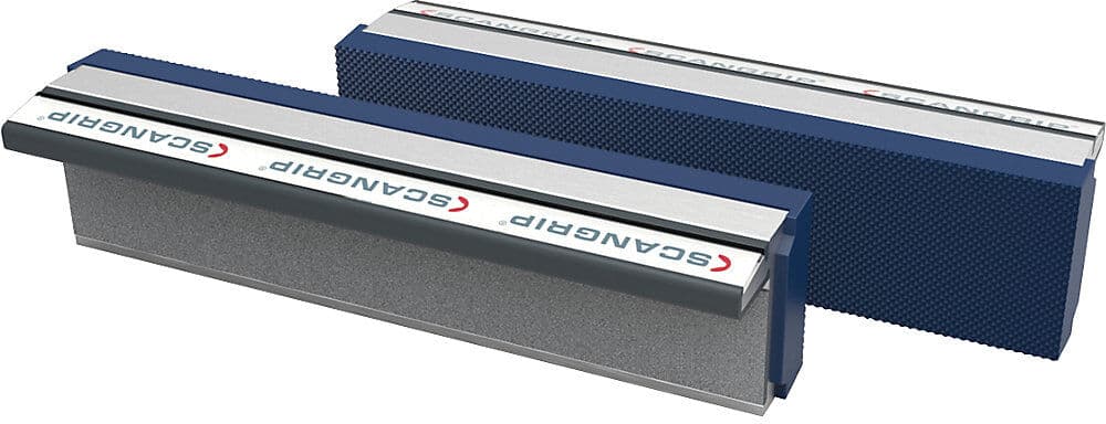 Magnet-Schraubstockbacken, geriffelte Schutzbacken aus Polyurethan, 1 Paar, Backenbreite 140 mm SCANGRIP