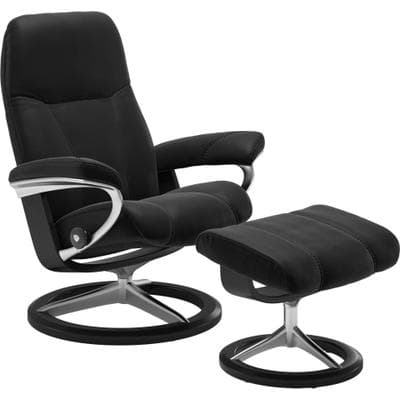 Relaxsessel STRESSLESS "Consul", schwarz (schwarz paloma), B:91cm H:102cm T:79cm, Leder BATICK: BATICK ist ein leicht korrigiertes, durchgefärbtes und genarbtes Möbelleder, bei dem die meisten Unebenheiten und Spuren in der Regel entfernt...