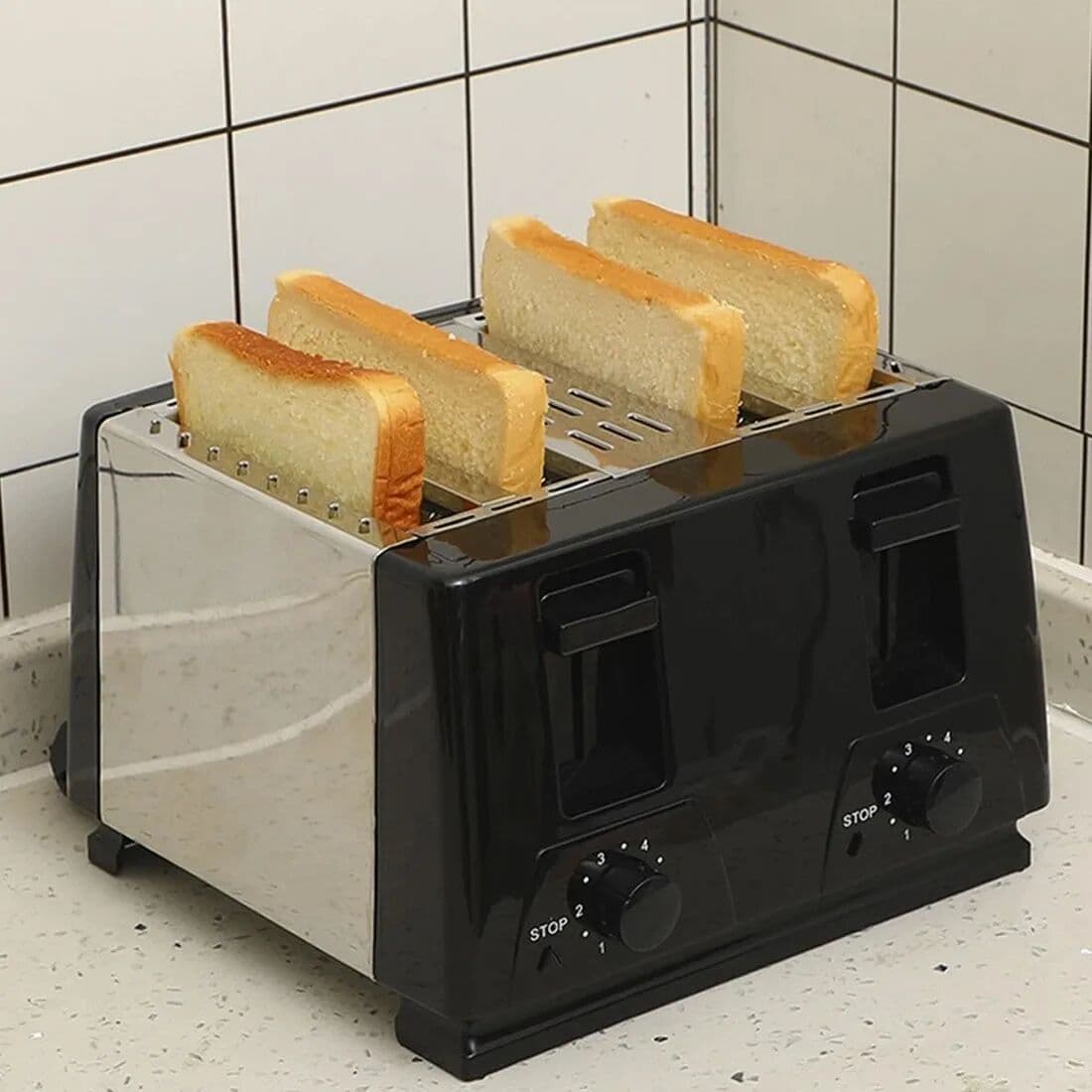 NONE 4 Slice Extra Wide Slot with Variable Browning Defrost Reheat Black Toaster
