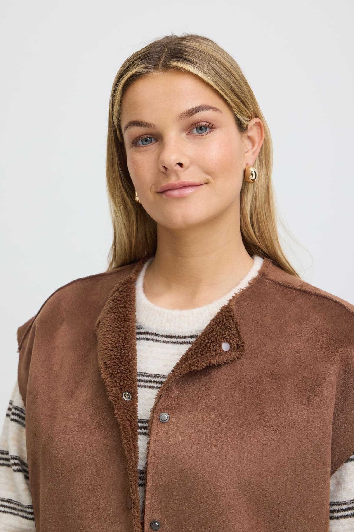 Anzugweste FRANSA "Damen Weste FRALIZZA", Damen, Gr. L, braun (rain drum), Obermaterial: 100% Polyester PES., Westen Anzugweste