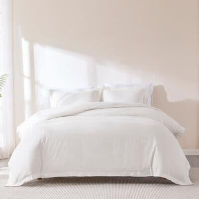 Lush Decor Doris Eyelet Inset Trim Cotton 3-Piece Duvet Cover Set