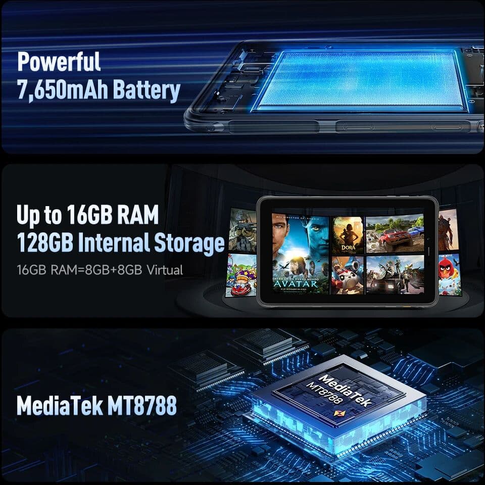 Ulefone Armor Pad Pro Rugged Tablet IP68/IP69K 4G MT8788 16GB RAM（8GB+8GB Virtual RAM) 128GB ROM 48MP 7650mAh Android 13