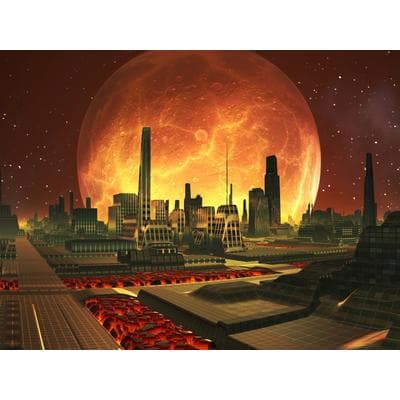 Fototapete PAPERMOON "PLANETEN-FUTURISTISCH WELTRAUM MOON GALAXIE UNIVERSUM", bunt, B:4m L:2,6m, Vlies, Tapeten