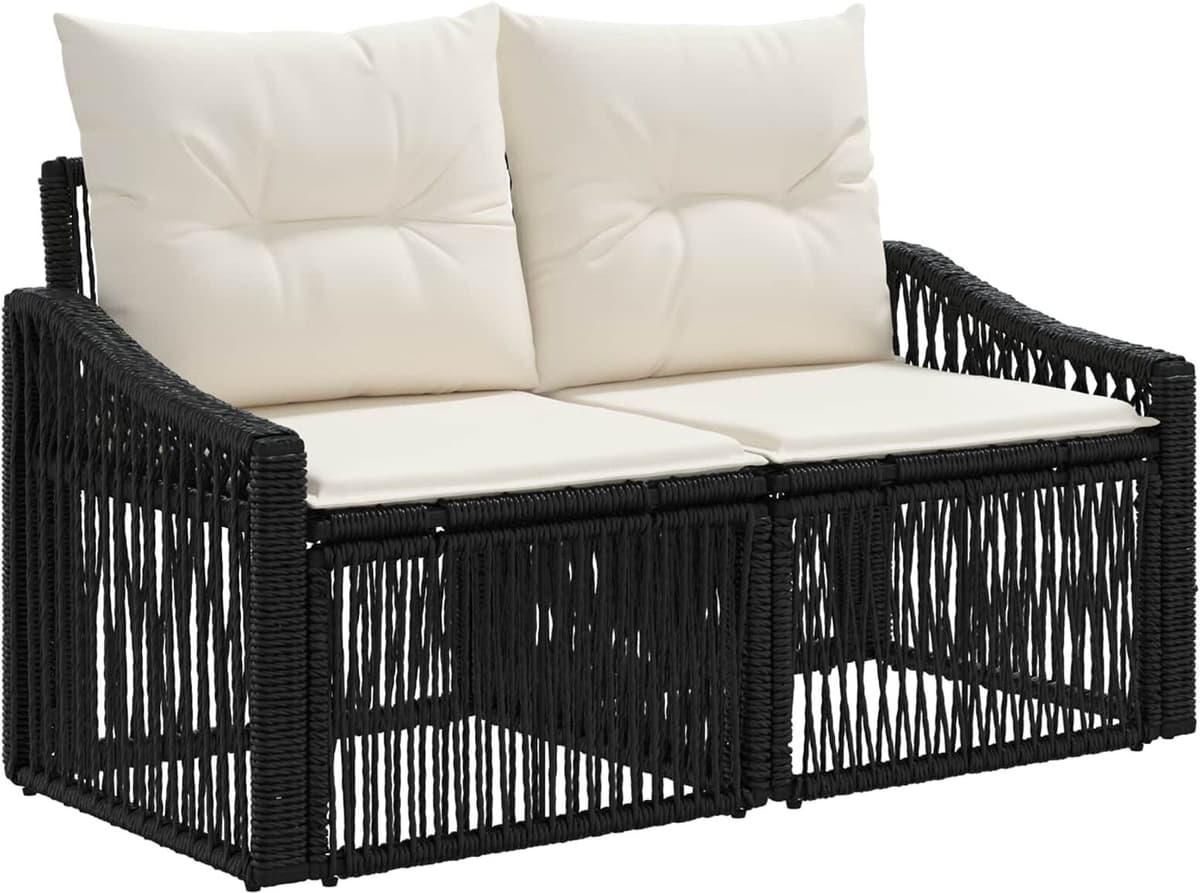 vidaXL Ensemble de canapé de jardin 4 pc Noir polyrotin