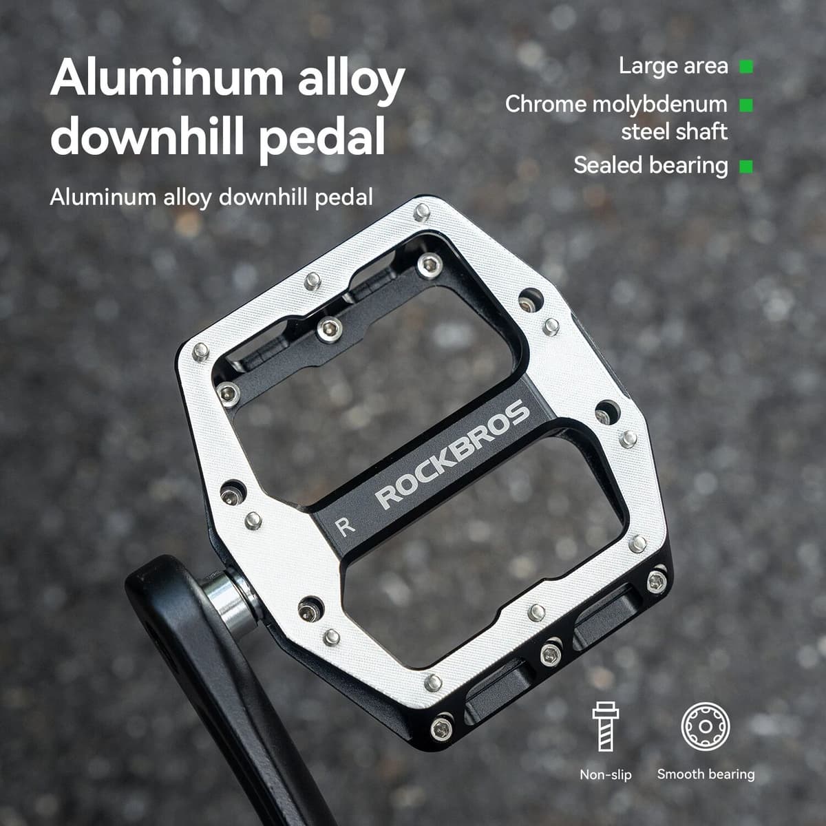 ROCKBROS Bicycle Pedals Aluminum alloy Sealed Bearing Pedal Lightweight Mtb Road Bike Platform Pedals Non-Slip Dustproof