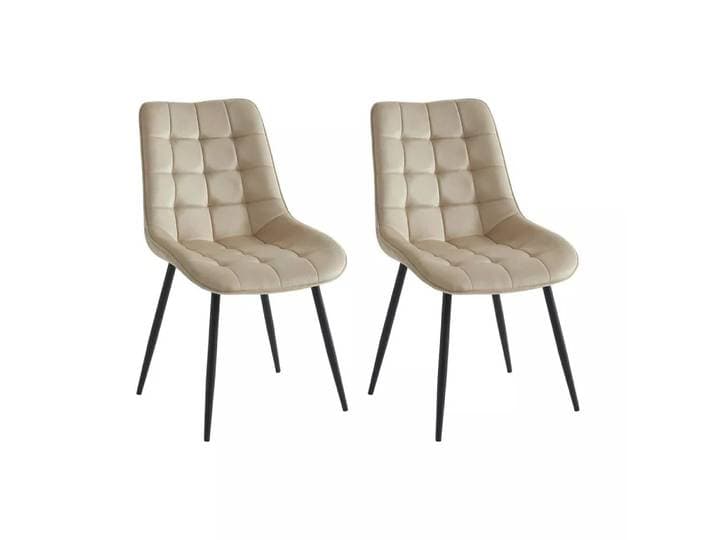 Vente-unique - Polsterstuhl 2er-Set - Samt &es Metall - Beige - OLLUA, One Size