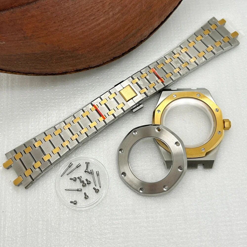 OIMG Rose Gold 41MM Sapphire Glass Case WatchBand for Oak NH35 NH36 NH70 Automatic Movement Watch Hands Fits 31.5-31.8mm Watch Dial