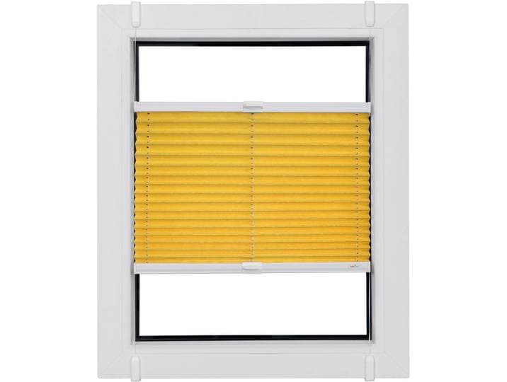 Plissee SUNLINES Young Style Energy Saving, ohne Bohren, verdunkelnd, Klemmfix , gelb (mais, weiß, weiß), B:60cm H:110cm, Obermaterial: 100% Polyester, Plissees, Plissee, nach Mass, mit Energiespareffekt, verspannt mit Simply-Fix Klemmträger