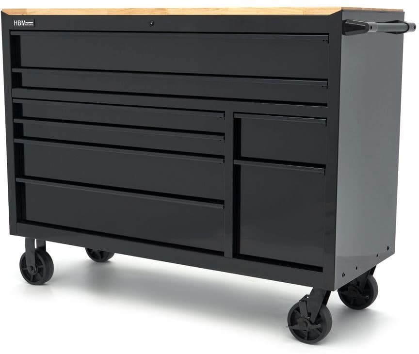 HBM Carrello portautensili, 8 cassetti, 142 cm, nero