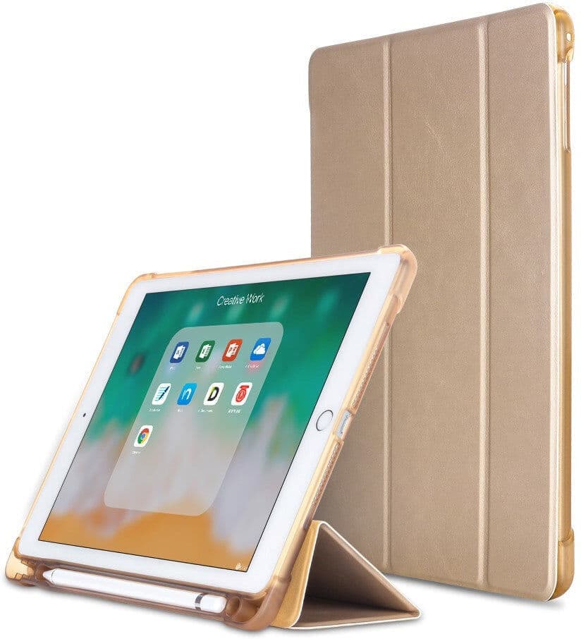 INCOVER iPad 9.7 (2018-2017) / iPad Air / iPad Air 2 Tri-Fold Flip Deksel m. Fleksibel Bakside - Gull