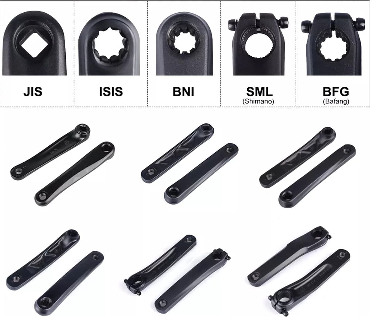 varstrom Bike Crank Arm Aluminum Alloy 170mm Bicycle Crank  Black Left and Right Crank For Electric Bike MTB Bicycle Accessories