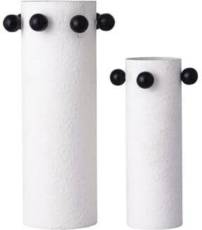 Atlas Lighting and Home Atlas Beaded Set of 2 Metal Cylindrical Vases