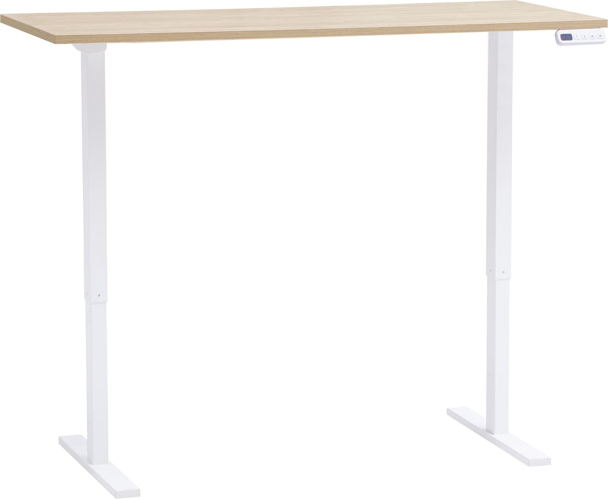 Schreibtisch SCHILDMEYER "AREZZO, wahlweise elektr., zeitloses Design, MADE IN GERMANY", braun (eiche hell, weiß, eiche hell), B:138cm H:72,7cm T:60cm, Tische, Schreibtisch, Auswählbare Scheibtische, wahlweise elktr., Made in Germany