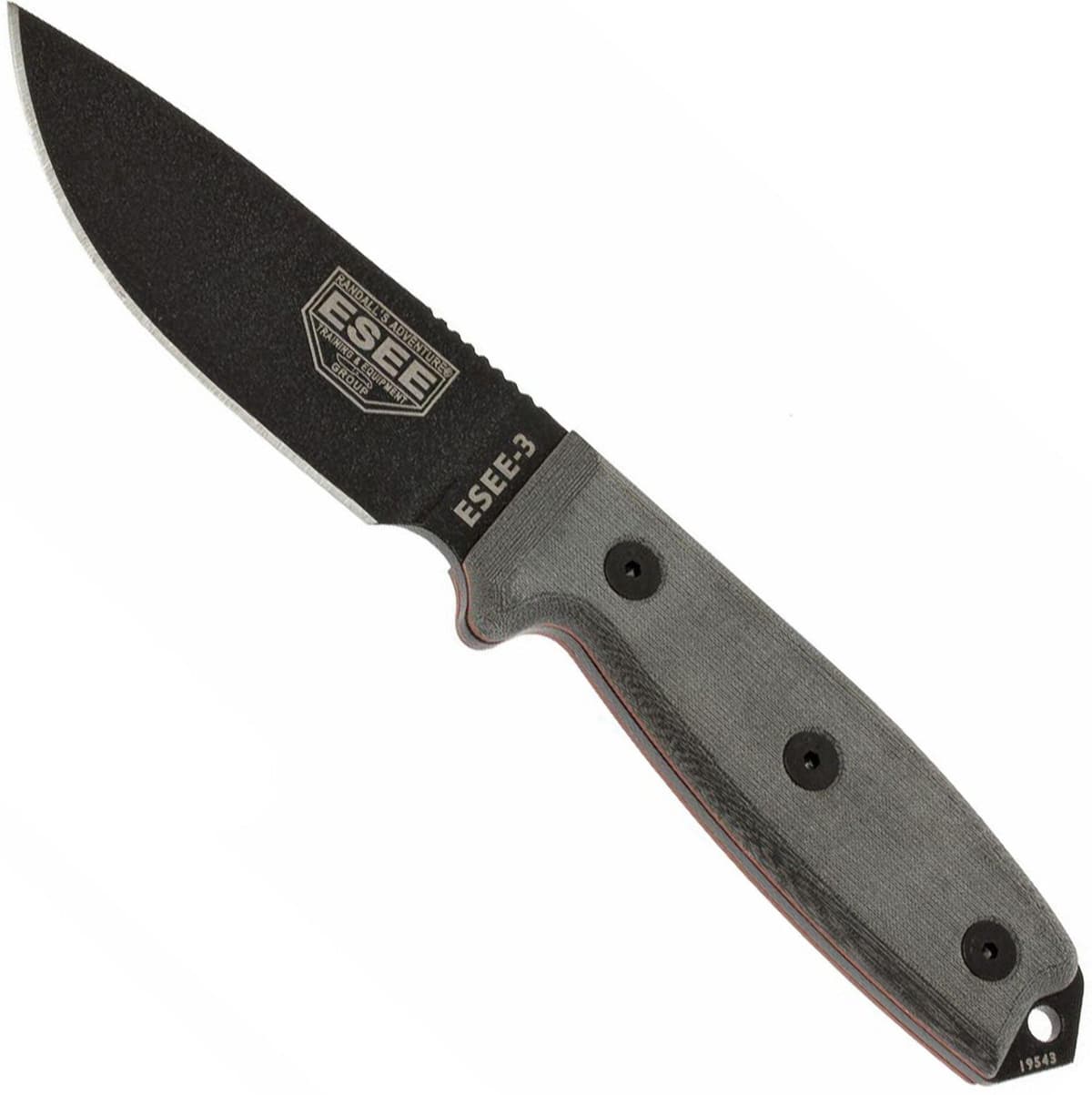 ESEE Knives Nóż survivalowy ESEE Model 3 Black Blade, Gray Handle 3P-MB-B z pokrowcem + klips i MOLLE-back