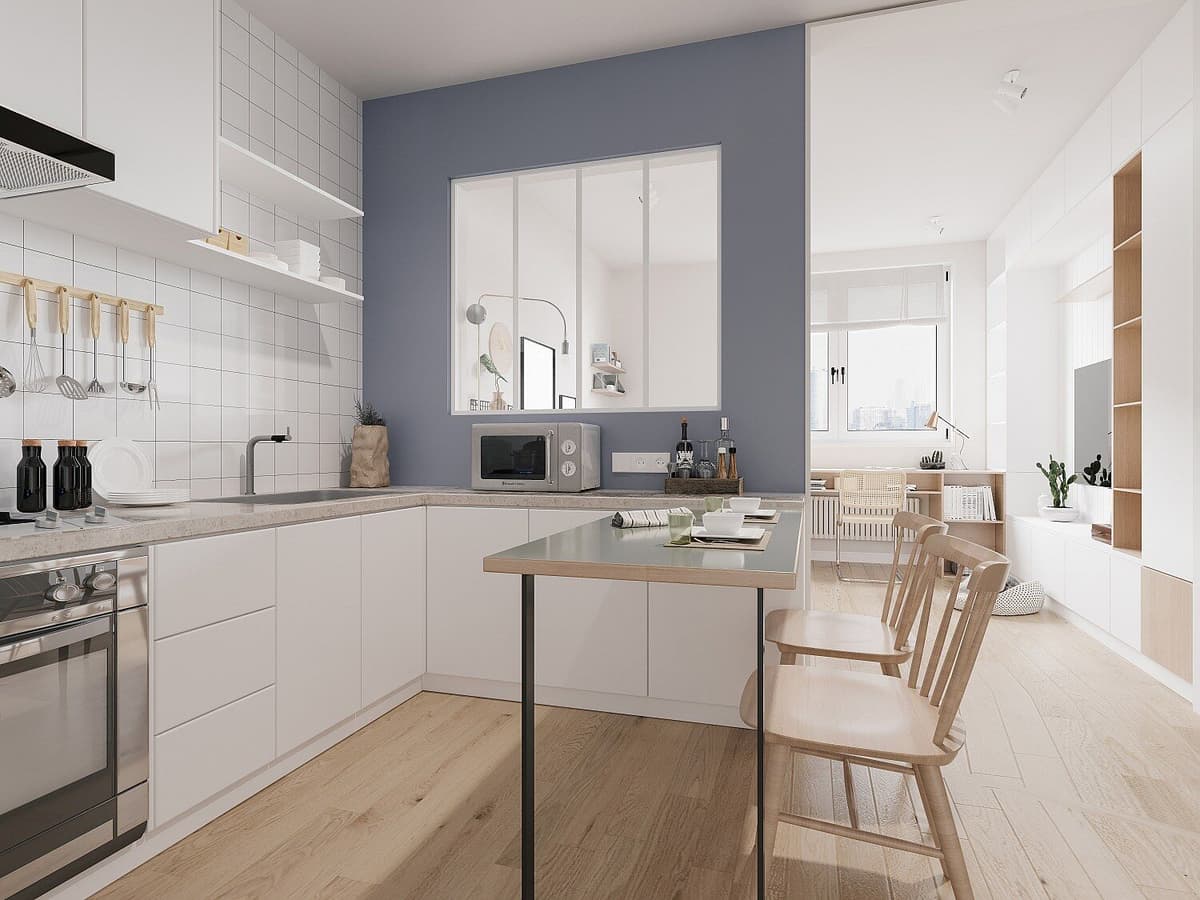 Unique Przeszklona ścianka BAYVIEW z aluminium lakierowanego termicznie w kolorze białym – 120 × 105 cm