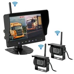 CARMATRIX HD Funk Rückfahrsystem Digital für LKW Wohnmobil Auto Transporter 7" Monitor mit Aufnahmefunktion, Mikrofon  2 Kameras
