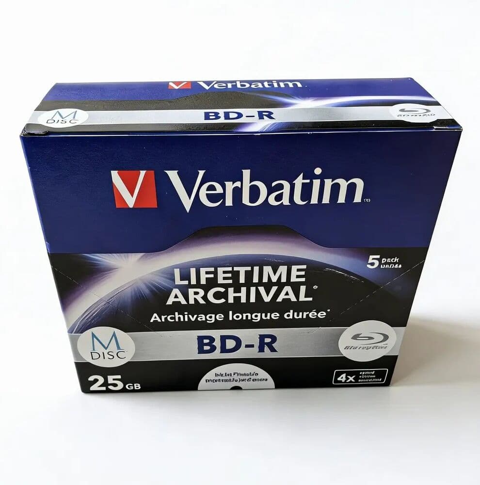 NONE 5Pcs Verbatim  MDisc M-Disc Blu Ray BDR Blu-Ray Disc BD-R 25GB Lifetime Archival Injet Printable 4X Archivage Longue Duree