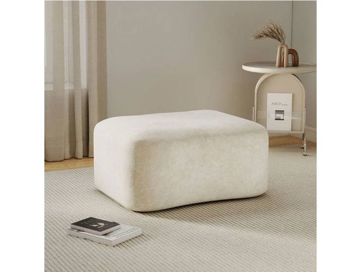 Pouf ottoman SENVIRO en velours beige 96 x 69 x 45 cm charge maximale 150 kg sans montage