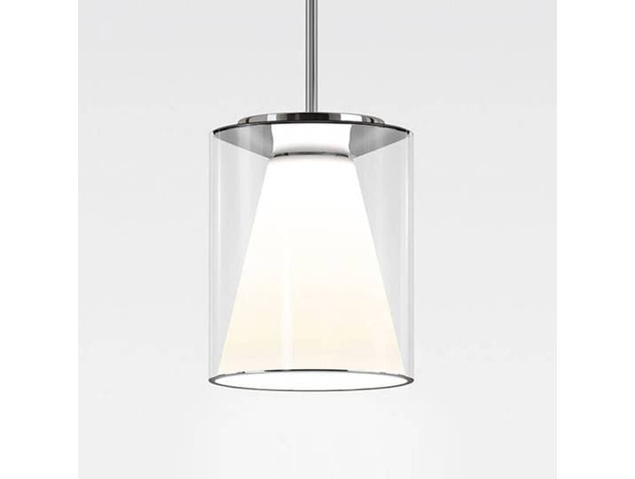 Design hanglamp Drum M, dimbaar, helder / transparant, Woon-/ Eetkamer, Glas, Modern, hanglamp
