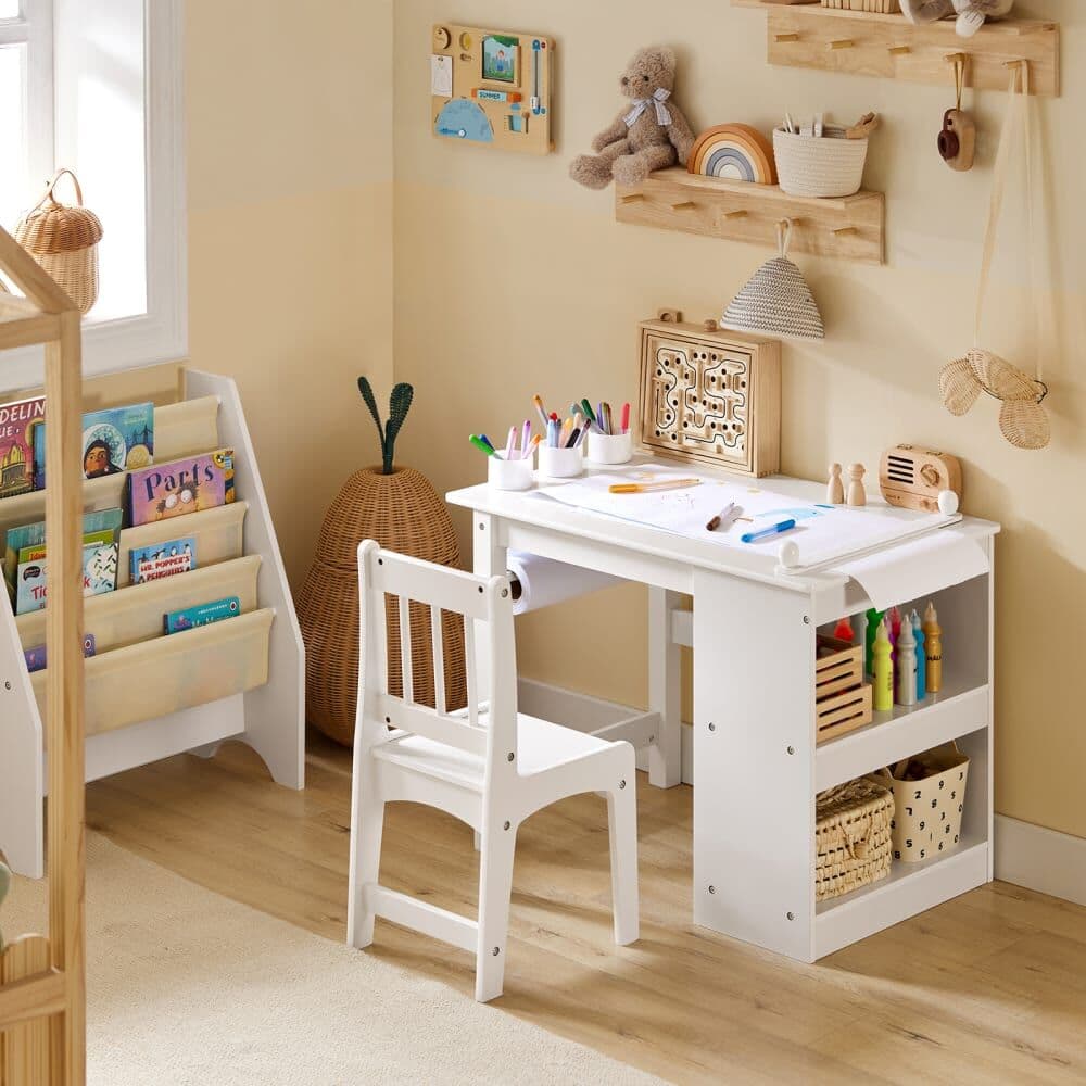 SoBuy Juego de mesa y silla infantil madera blanco