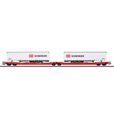 Güterwagen MÄRKLIN "Doppel-Taschenwagen Sdggmrss 738 - 47470", rot (weiß), Modelleisenbahn-Fahrzeuge, Kinder, Kunststoff, Metall