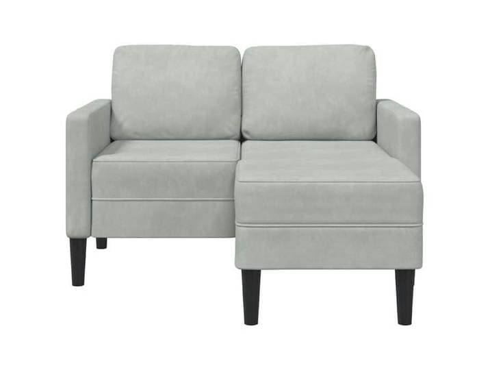 Gris SOFA - Moderne - Canapé 2 places - contemporain - avec méridienne en L gris clair 125 cm velours C2090