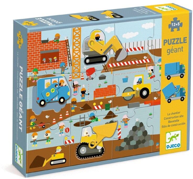 Puzzle Géant Le chantier 12 pcs + 5 pcs - Djeco
