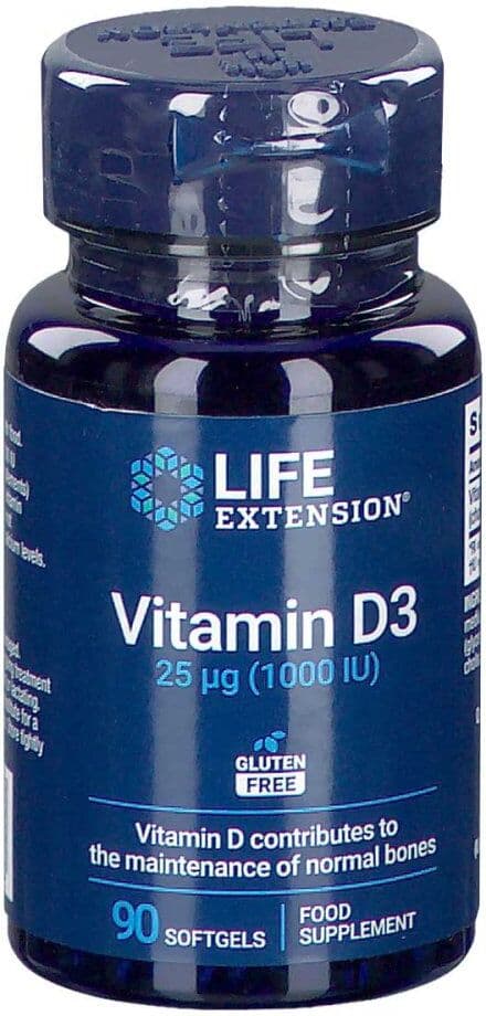 Life Extension Vitamin D3 25 mg 1000 I.E. Weichkapseln