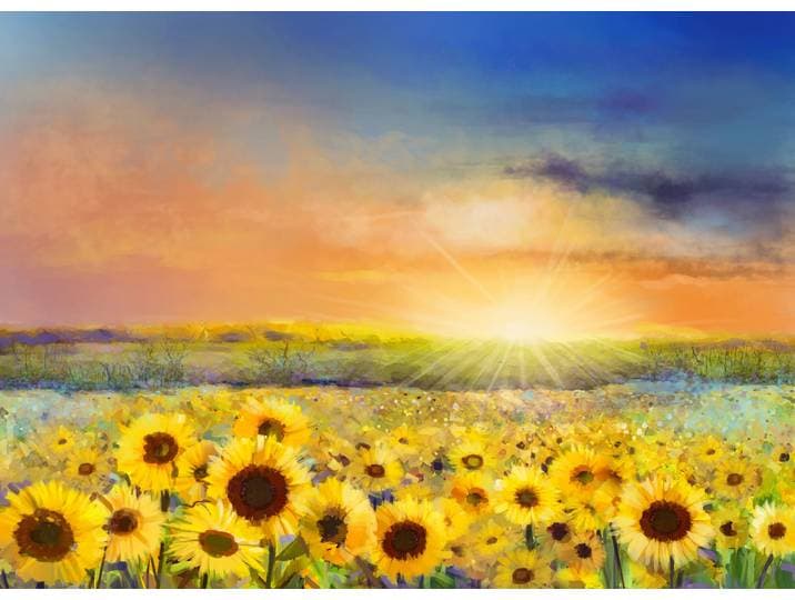 Fototapete PAPERMOON Painting Sunflowers , bunt, B:2m L:1,49m, Vlies, Tapeten, Fototapete