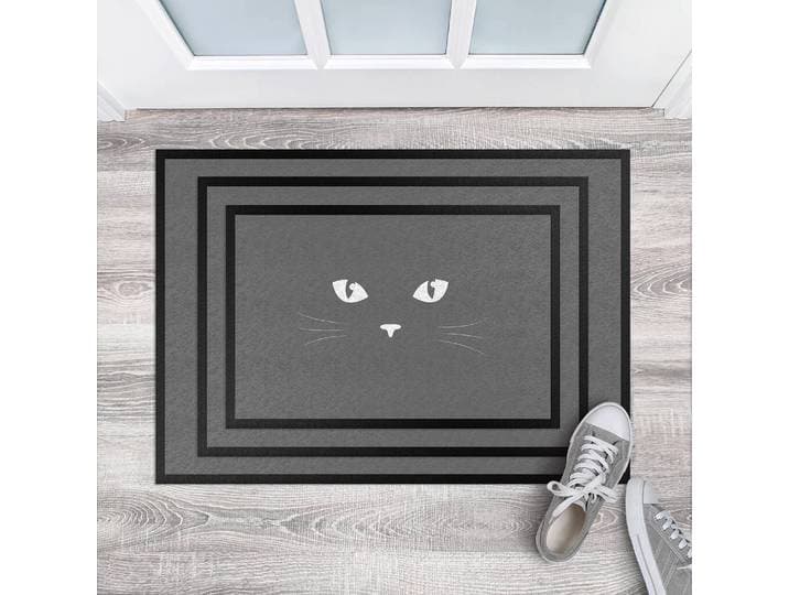 Paillasson Yeux de chat 70 x 50cm Gris/Gris lumineux