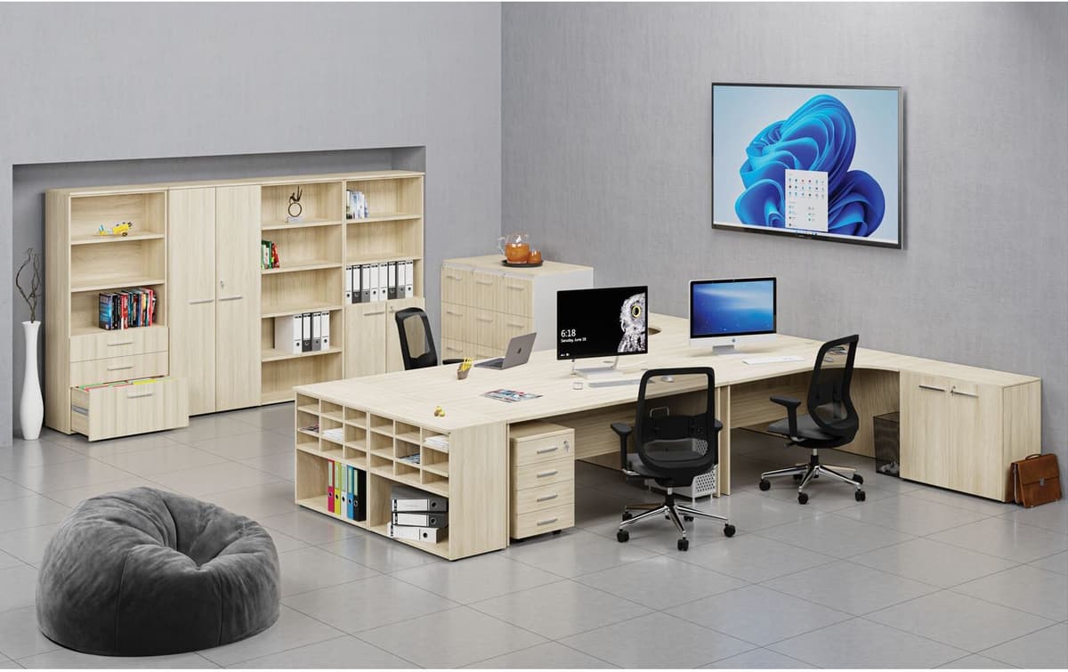 B2B Partner Szafa biurowa z drzwiami PRIMO WOOD, 2 półki, 800 x 640 x 1027 mm, dąb naturalny