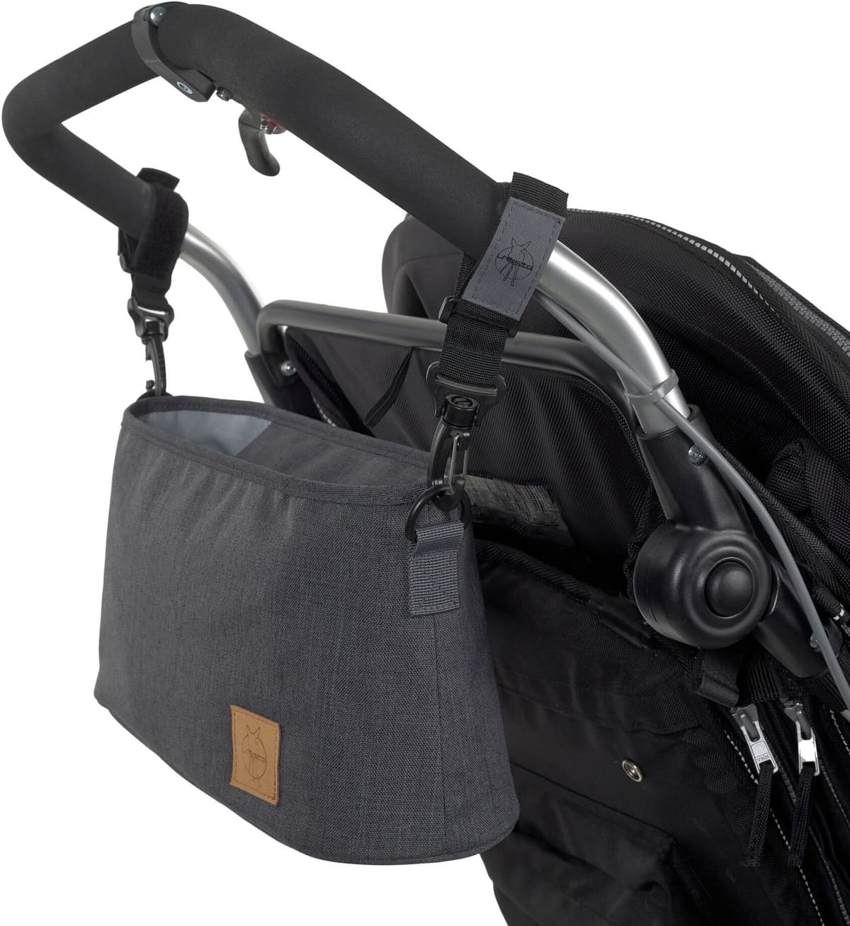 Kinderwagen-Tasche LÄSSIG "Glam, Goldie, anthracite", Baby, Gr. B/H/T: 37cm x 17cm x 14cm, grau, Polyester, Taschen Kinderwagen-Tasche, PETA-approved vegan