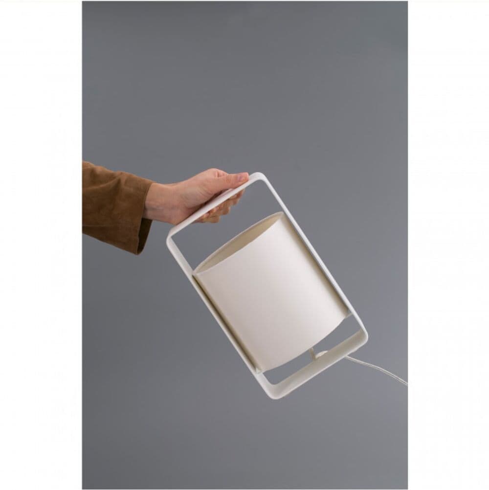 FARO BARCELONA Lámpara de sobremesa textil blanco mate 16x15x27 cm